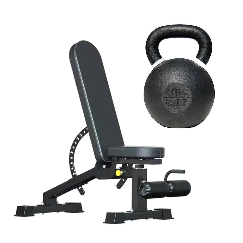 Kettlebell and adjustable weight bench