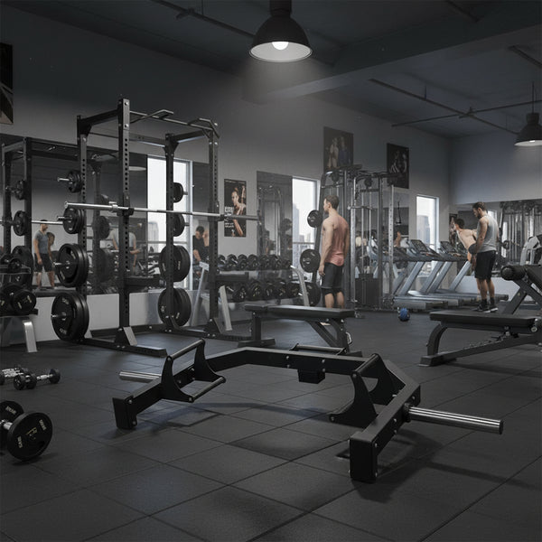 Open trap bar in a gym setting
