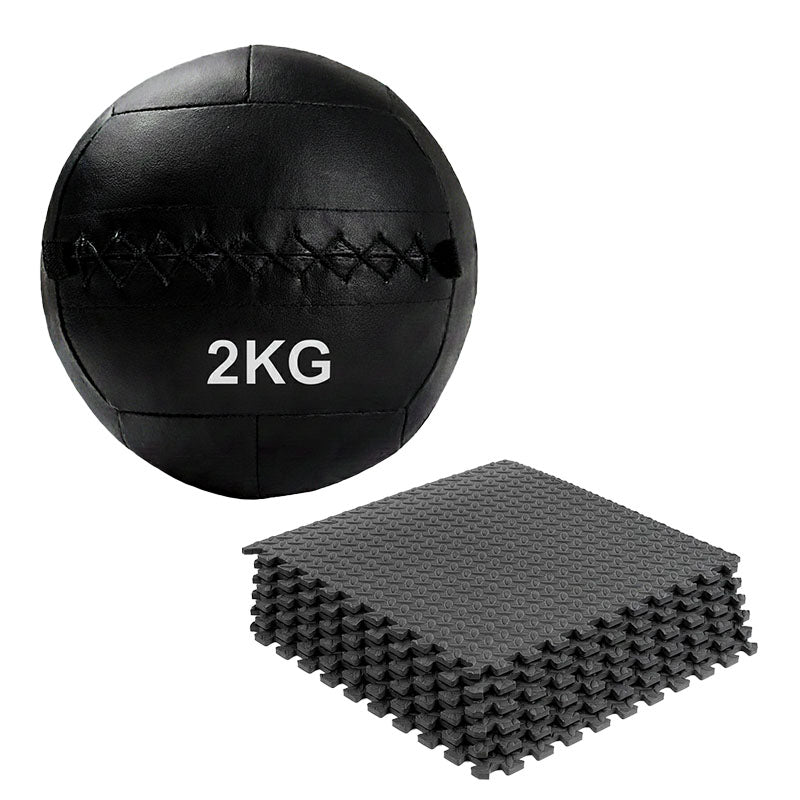 Wall ball with interlocking gym floor mats