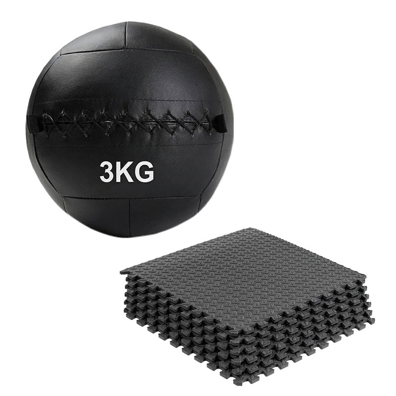 Wall ball with interlocking gym floor mats