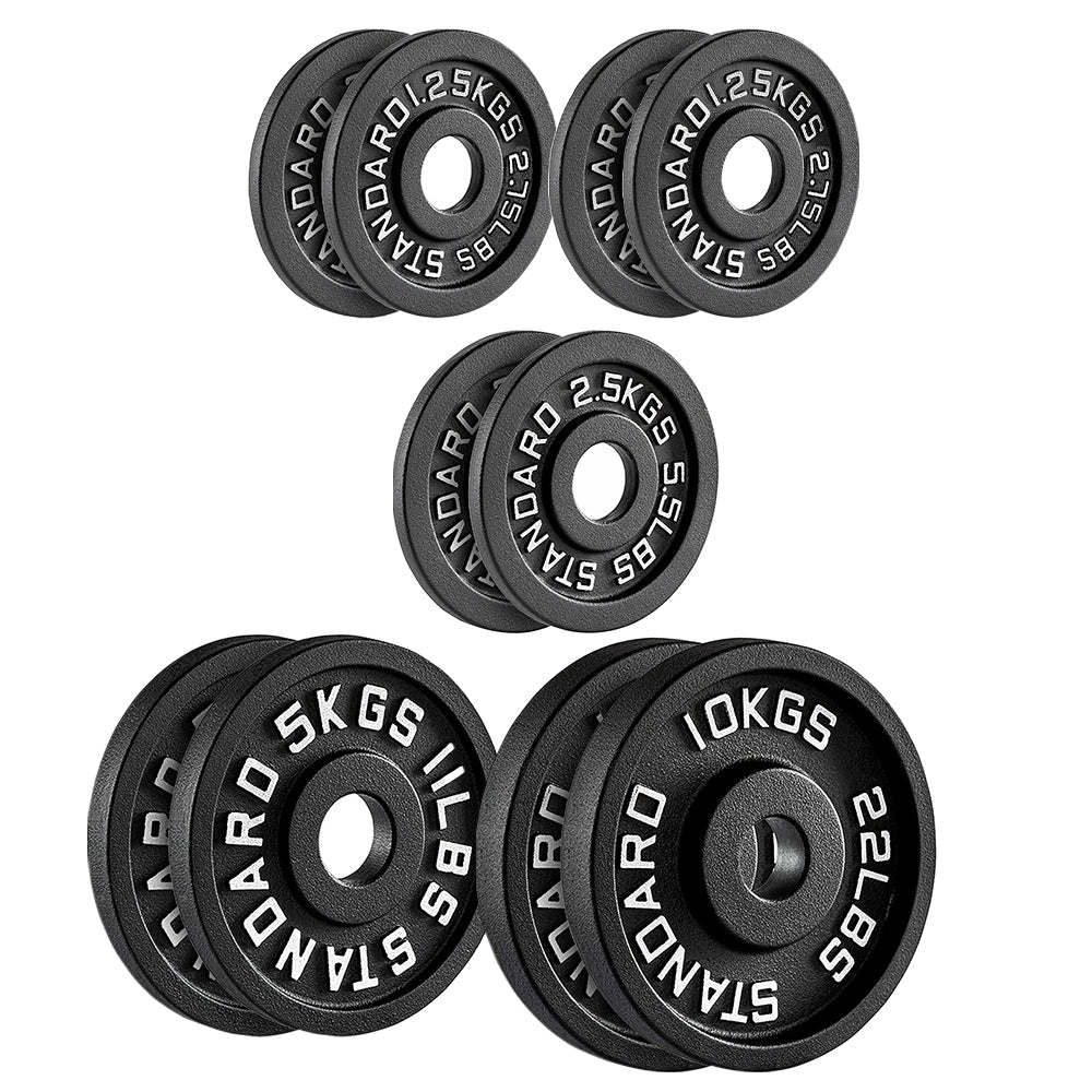 Set of cast iron weight plates