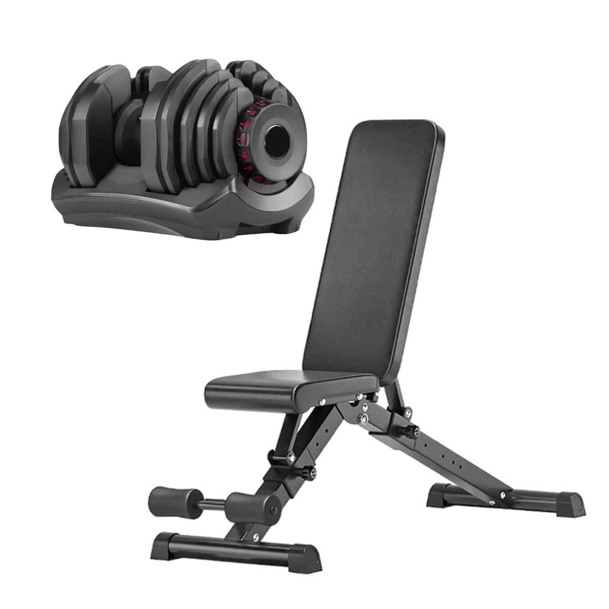 Adjustable dumbbell and weight bench