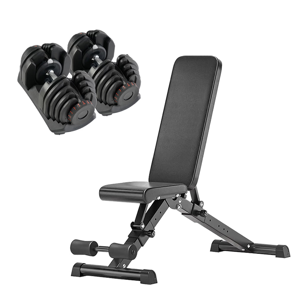Adjustable dumbbell and weight bench