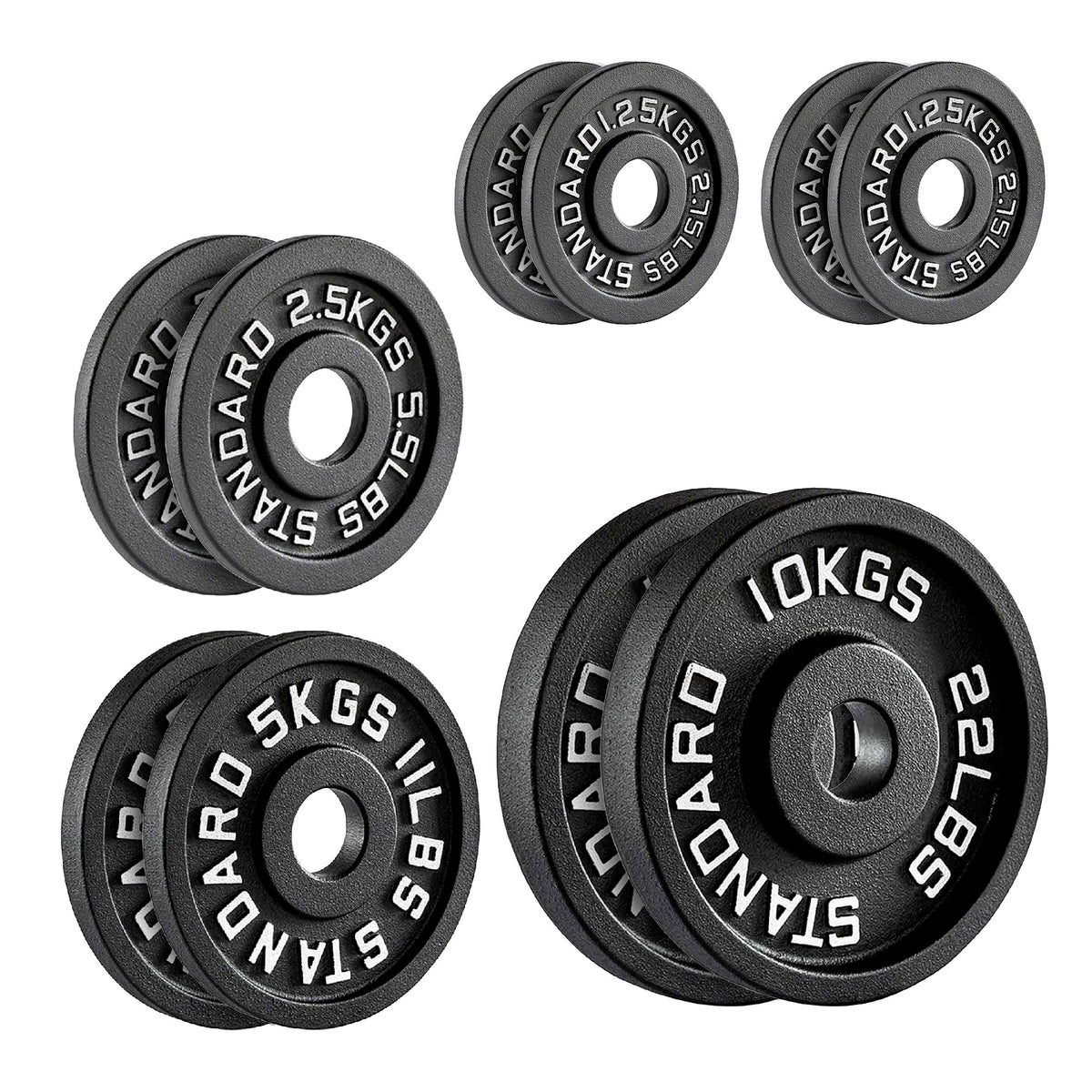 Set of cast iron weight plates