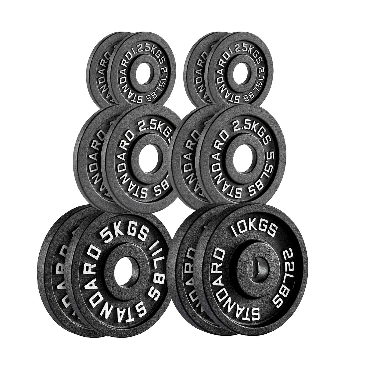 Set of cast iron weight plates