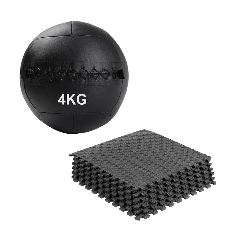 Wall ball with interlocking gym floor mats