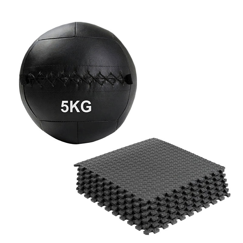 Wall ball with interlocking gym floor mats