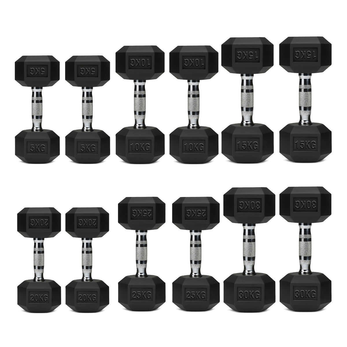 Set of hex dumbbell pairs
