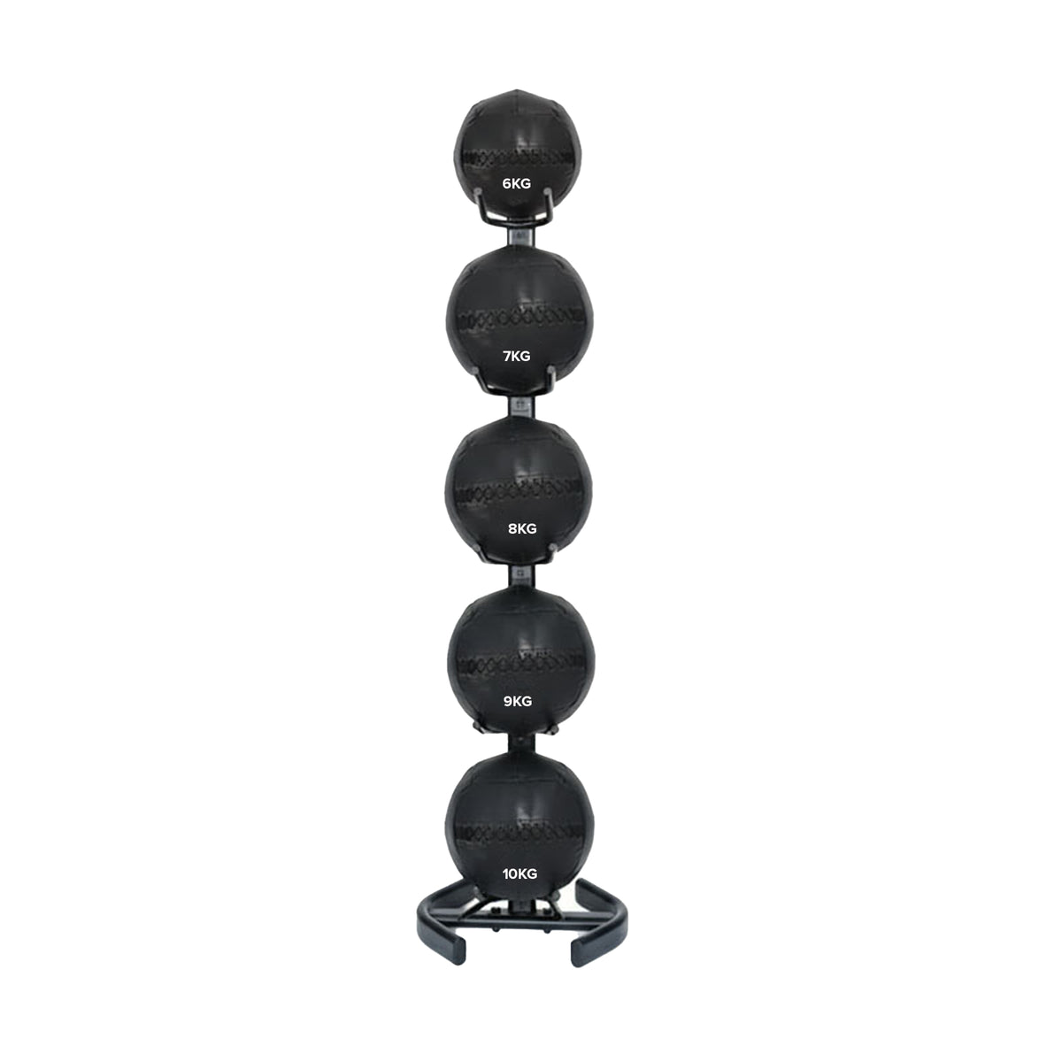 Wall ball set on a vertical storage rack