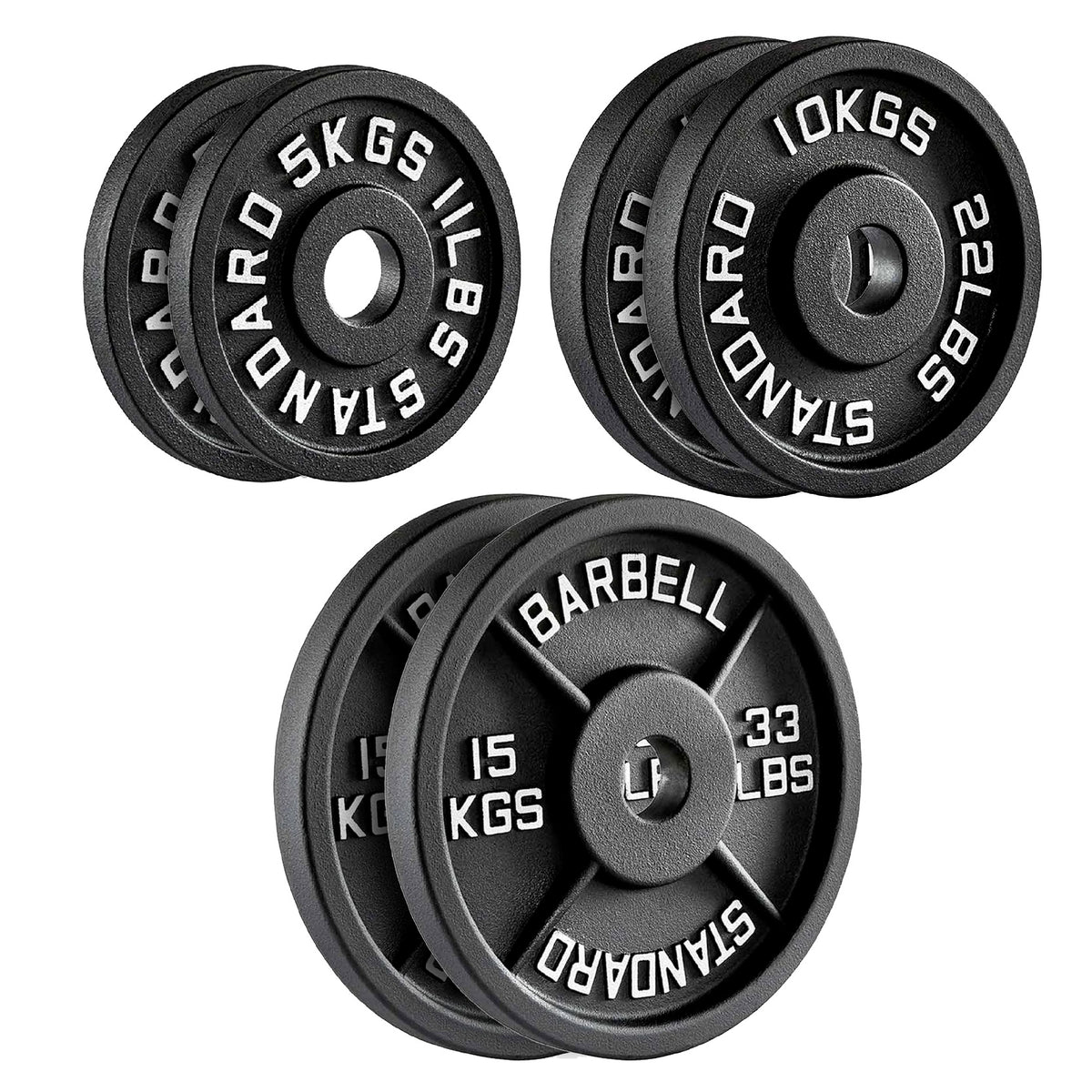 Set of cast iron weight plates