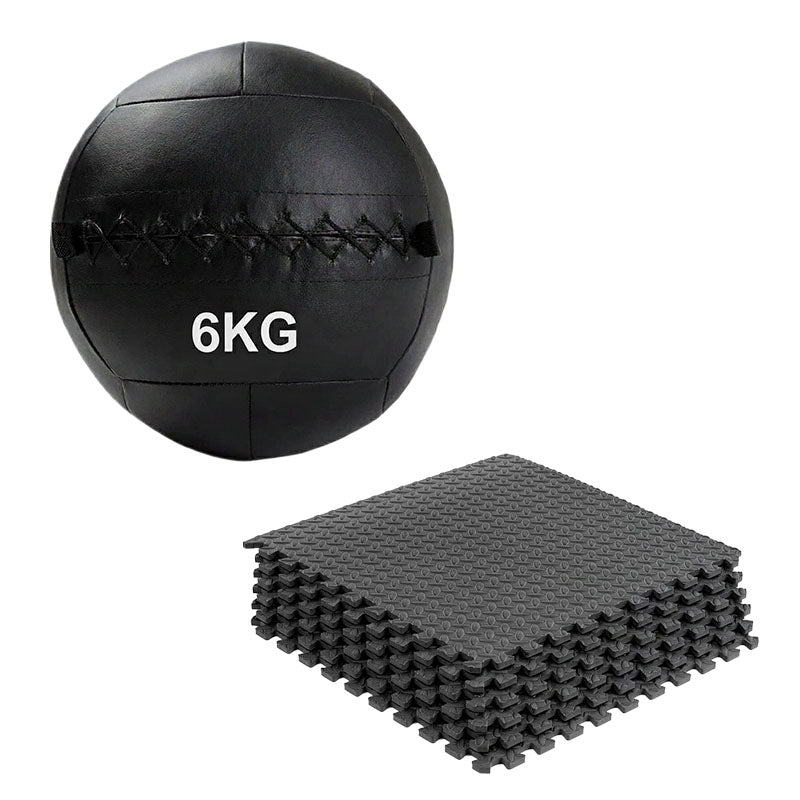Wall ball with interlocking gym floor mats