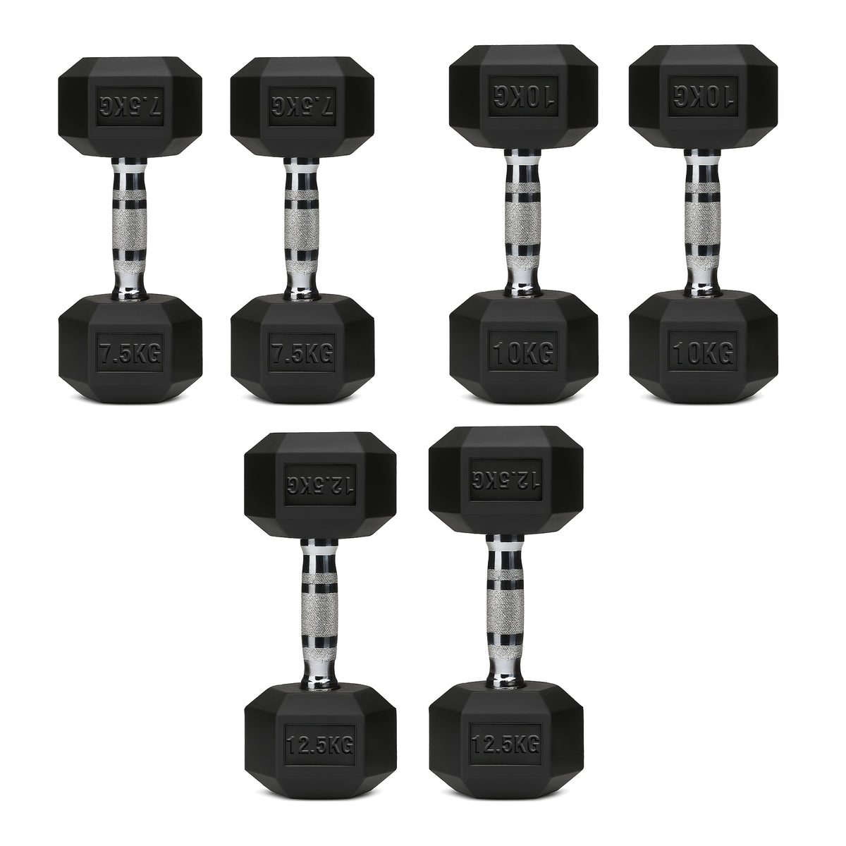 Set of hex dumbbell pairs