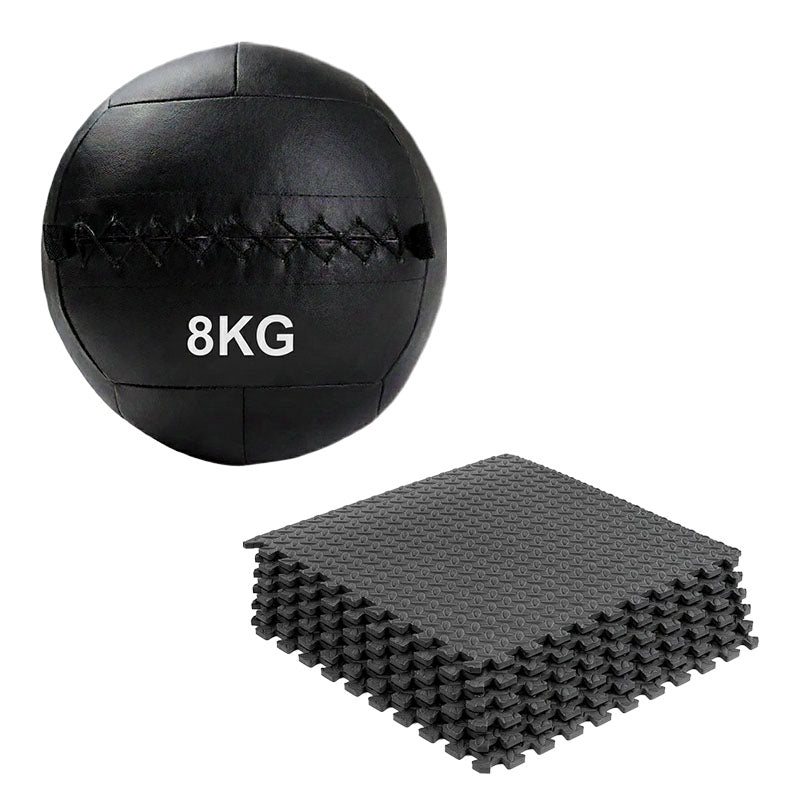 Wall ball with interlocking gym floor mats