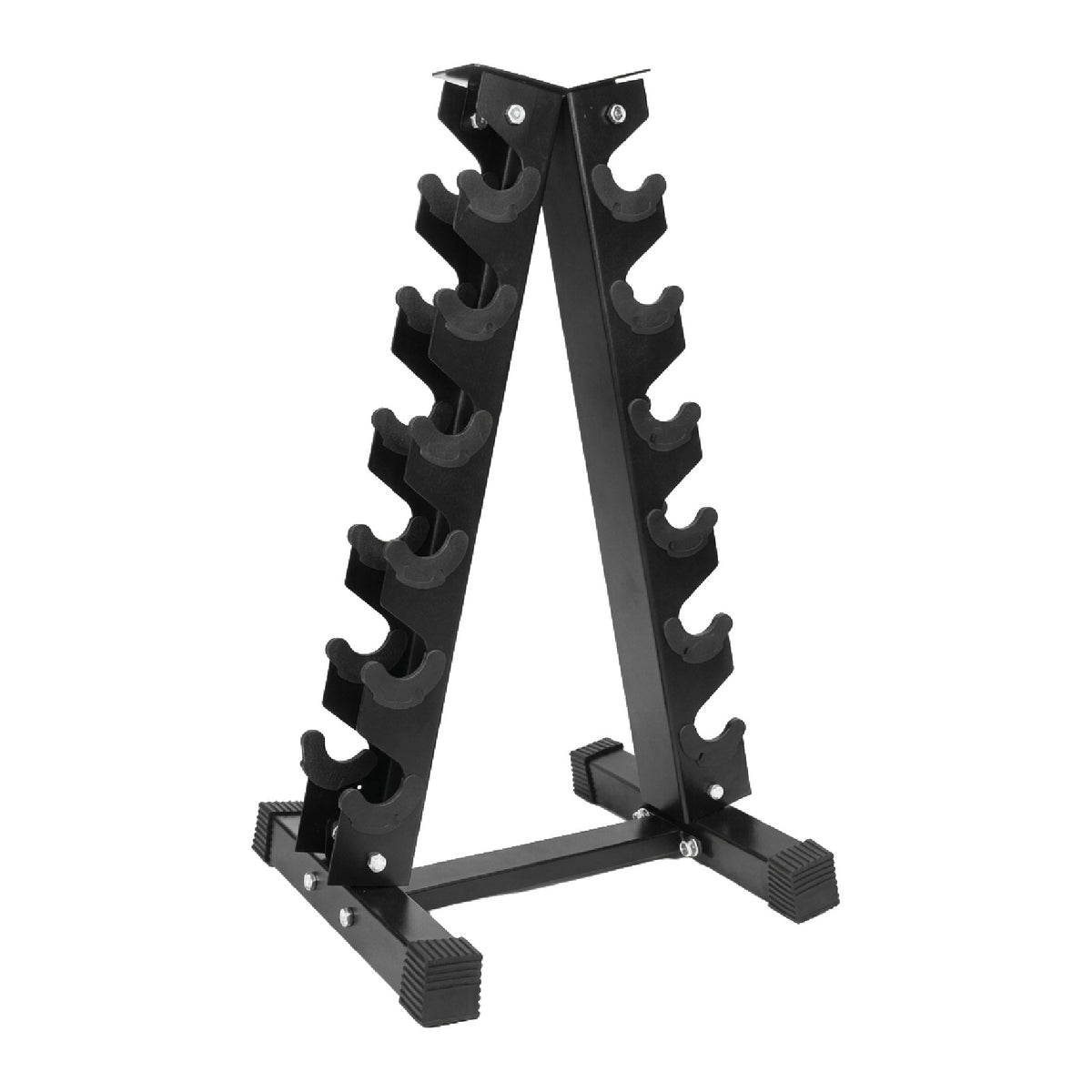 Empty six-tier dumbbell tree rack