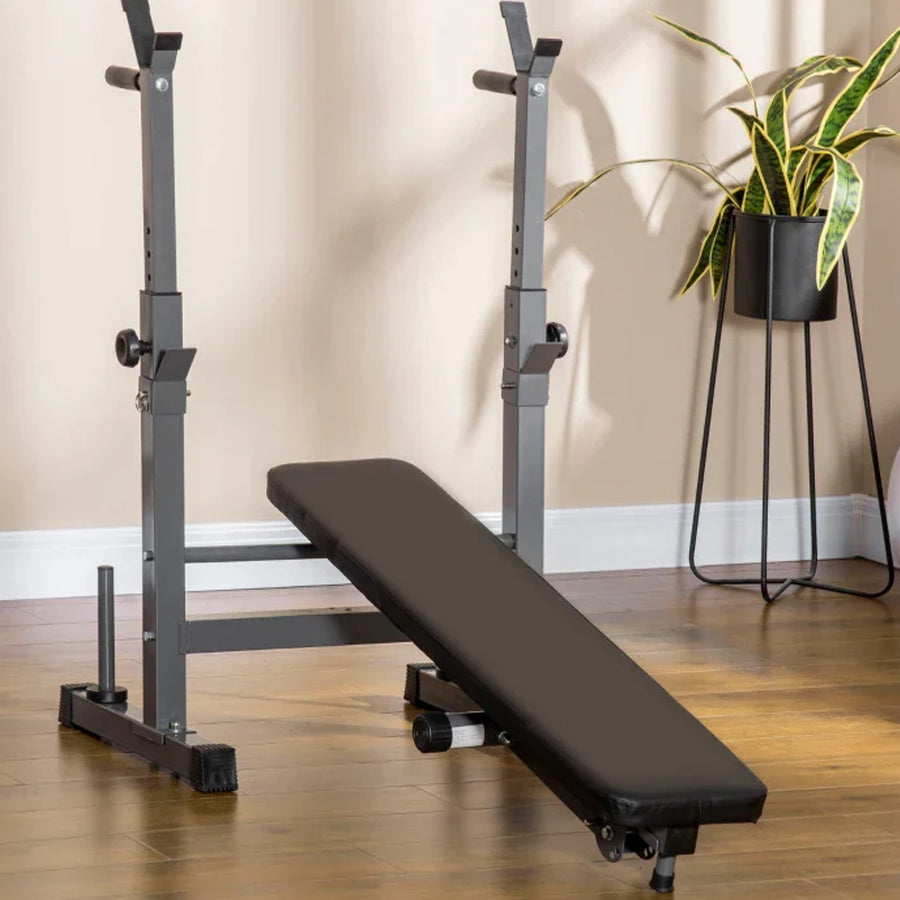 Flat Bench with Dip Station & Rack