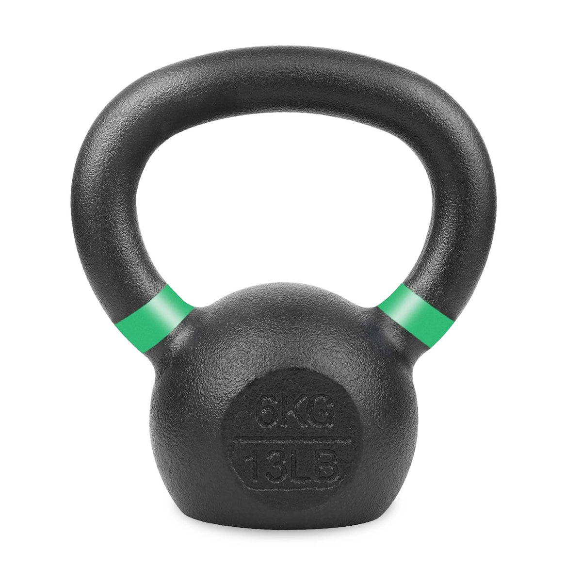 Cast iron kettlebell with coloured handle markings