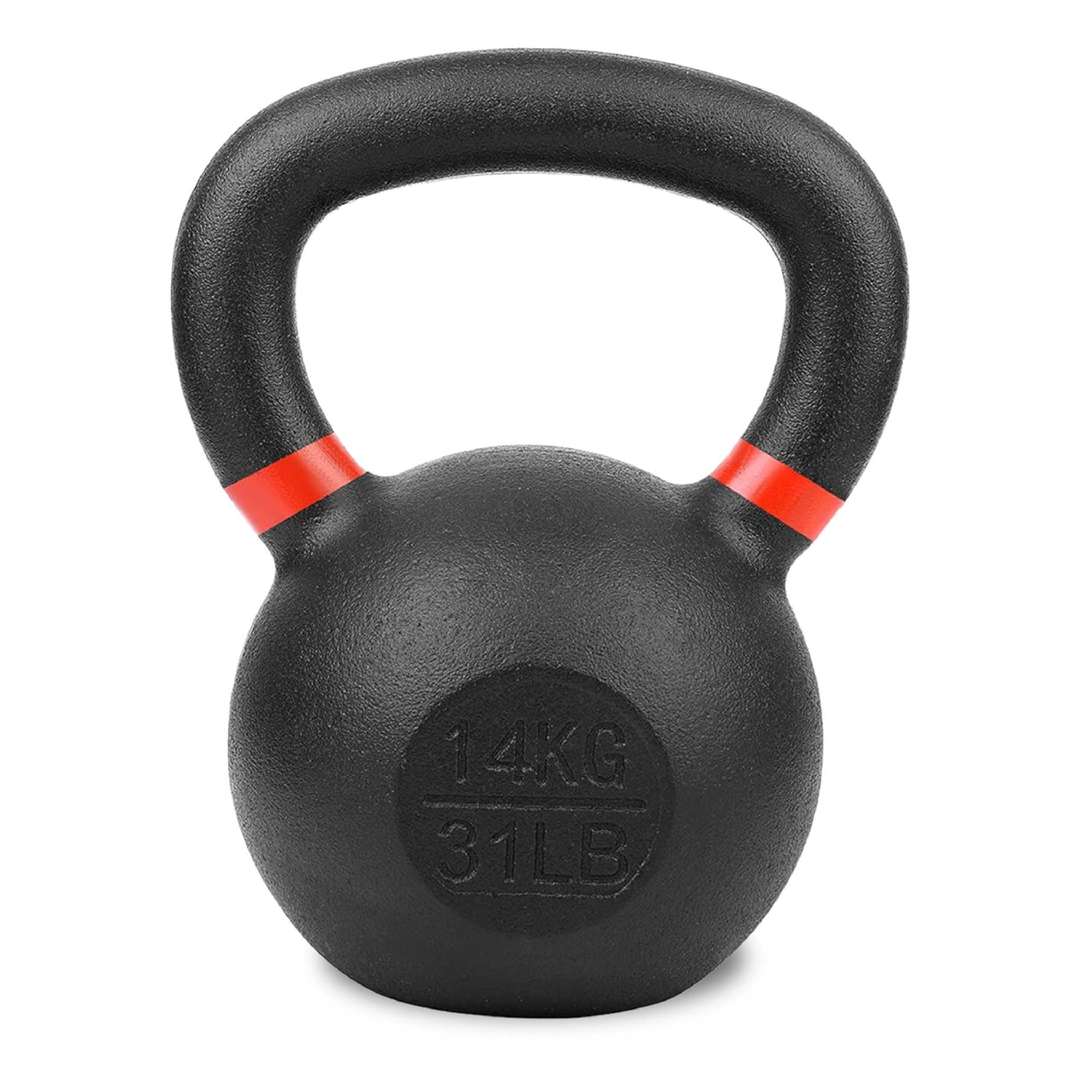 Cast iron kettlebell with coloured handle markings