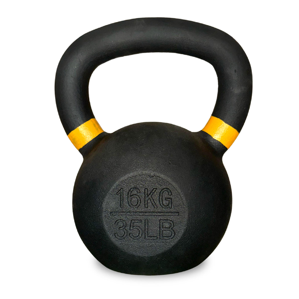 Cast iron kettlebell with coloured handle markings