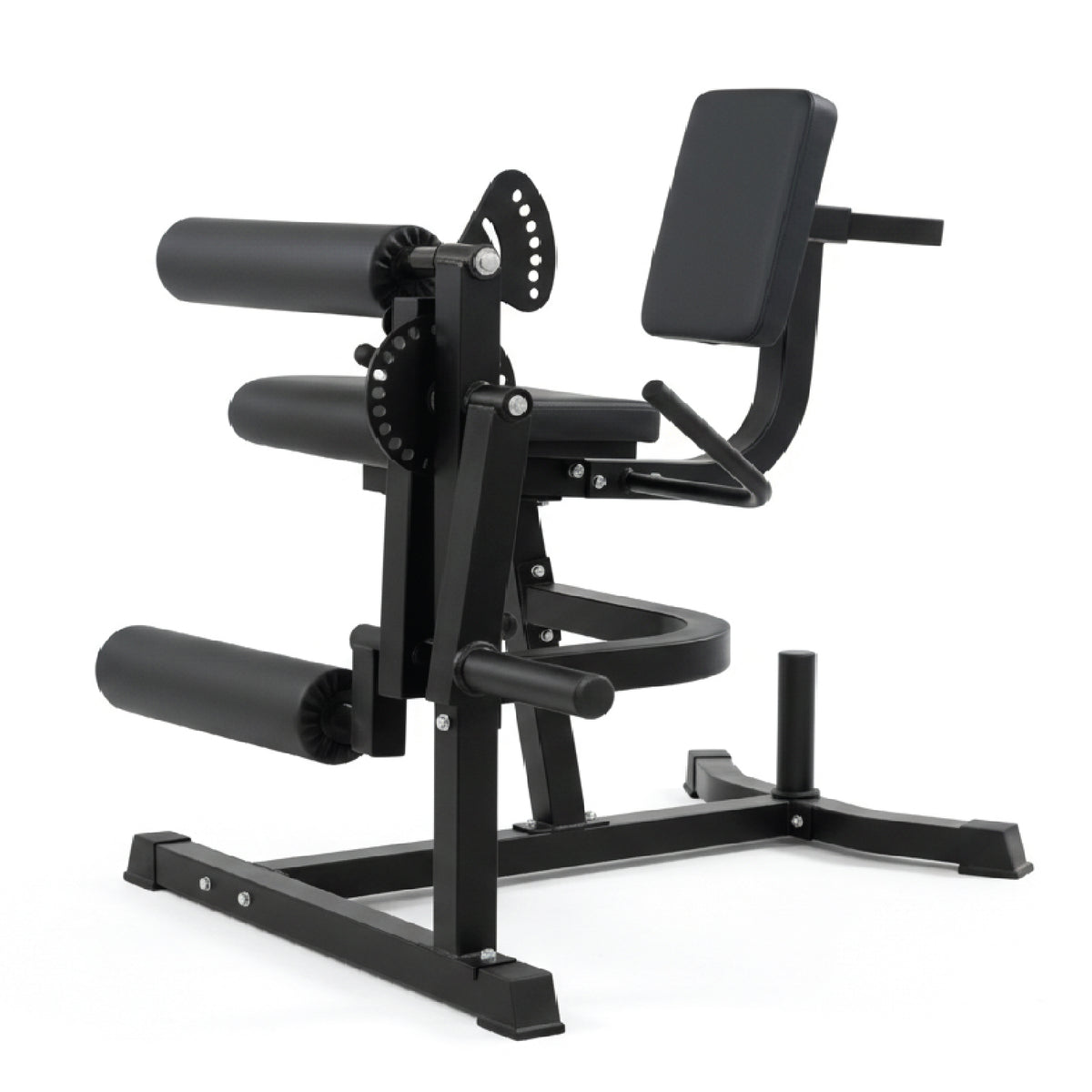 Leg extension and curl machine with weight plates