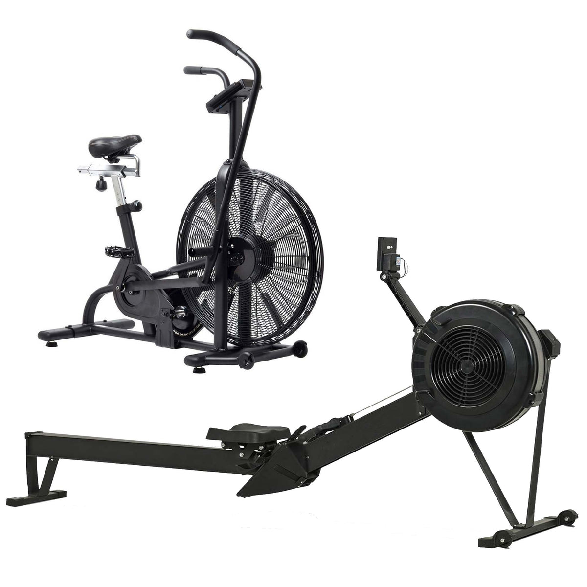 Indoor rower with cardio equipment combination