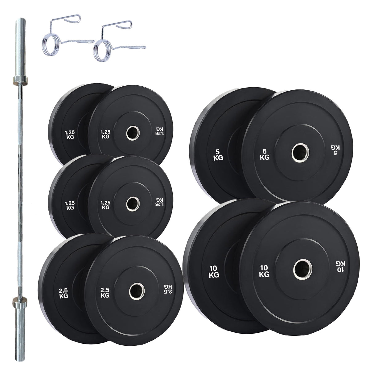 Set of black Olympic bumper plates