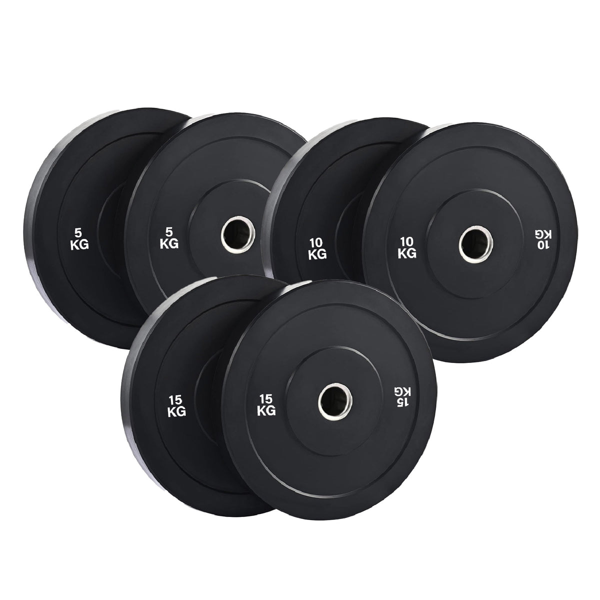 Set of black Olympic bumper plates