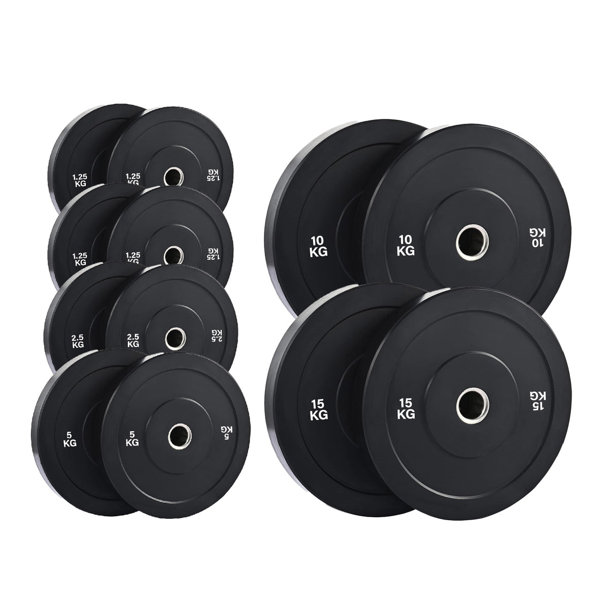 Set of black Olympic bumper plates