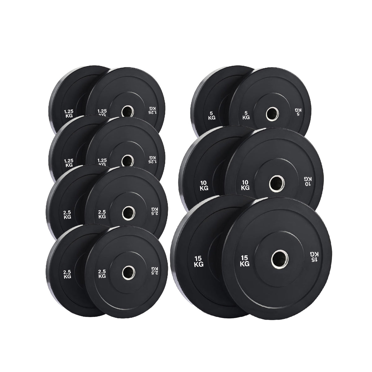 Set of black Olympic bumper plates
