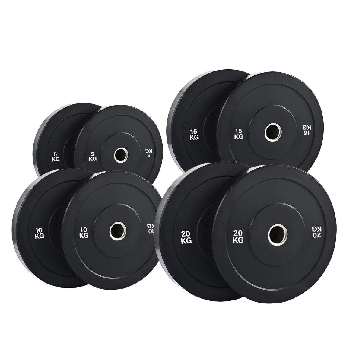 Set of black Olympic bumper plates