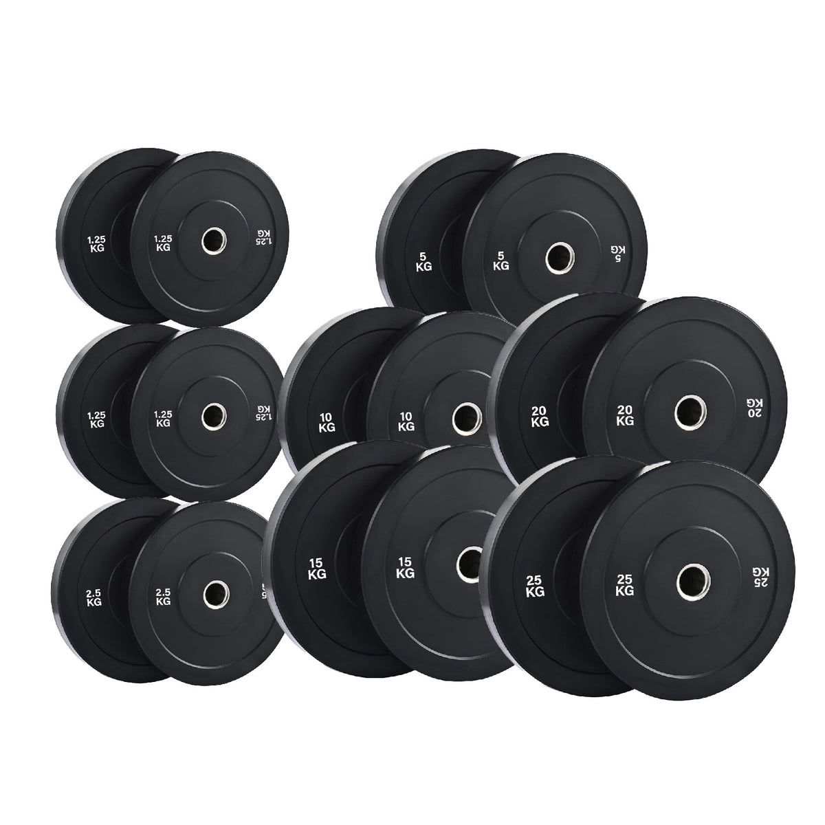 Set of black Olympic bumper plates