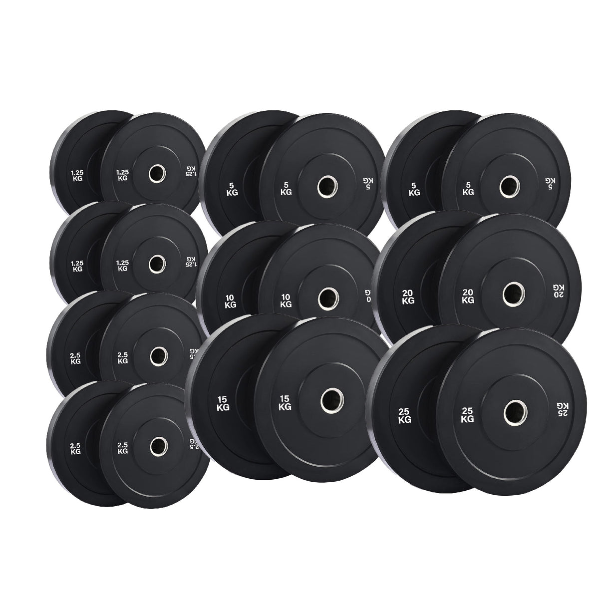 Set of black Olympic bumper plates