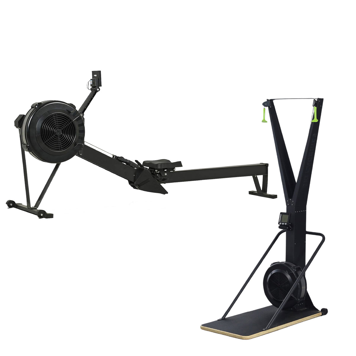 Indoor rower with cardio equipment combination