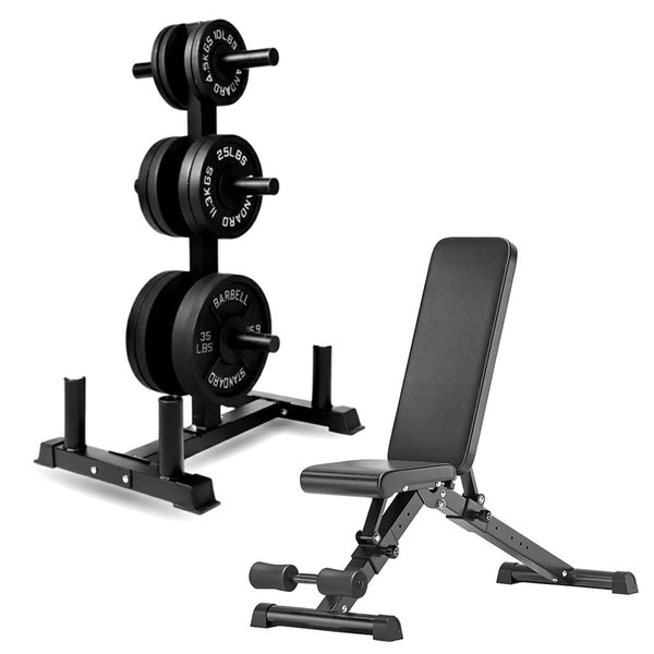 Olympic weight tree set with adjustable weight bench