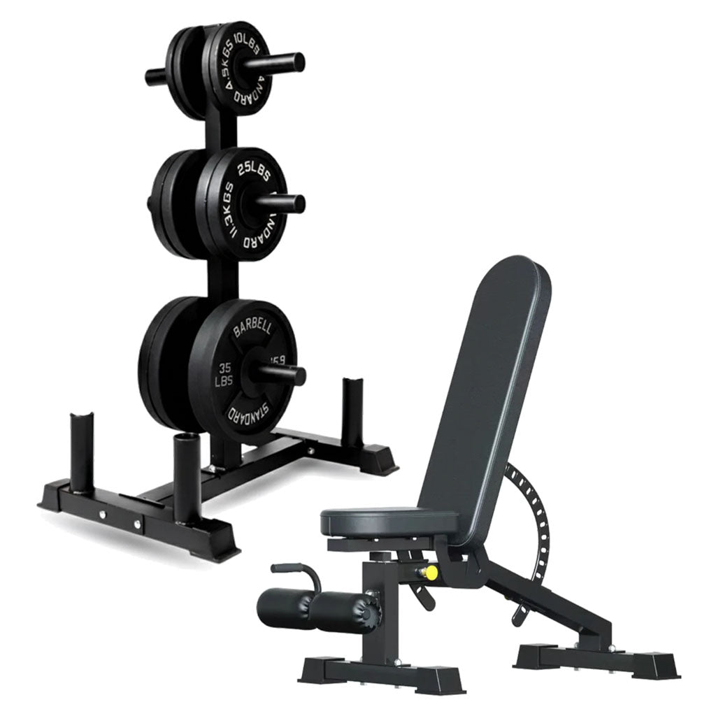 Olympic weight tree set with adjustable weight bench