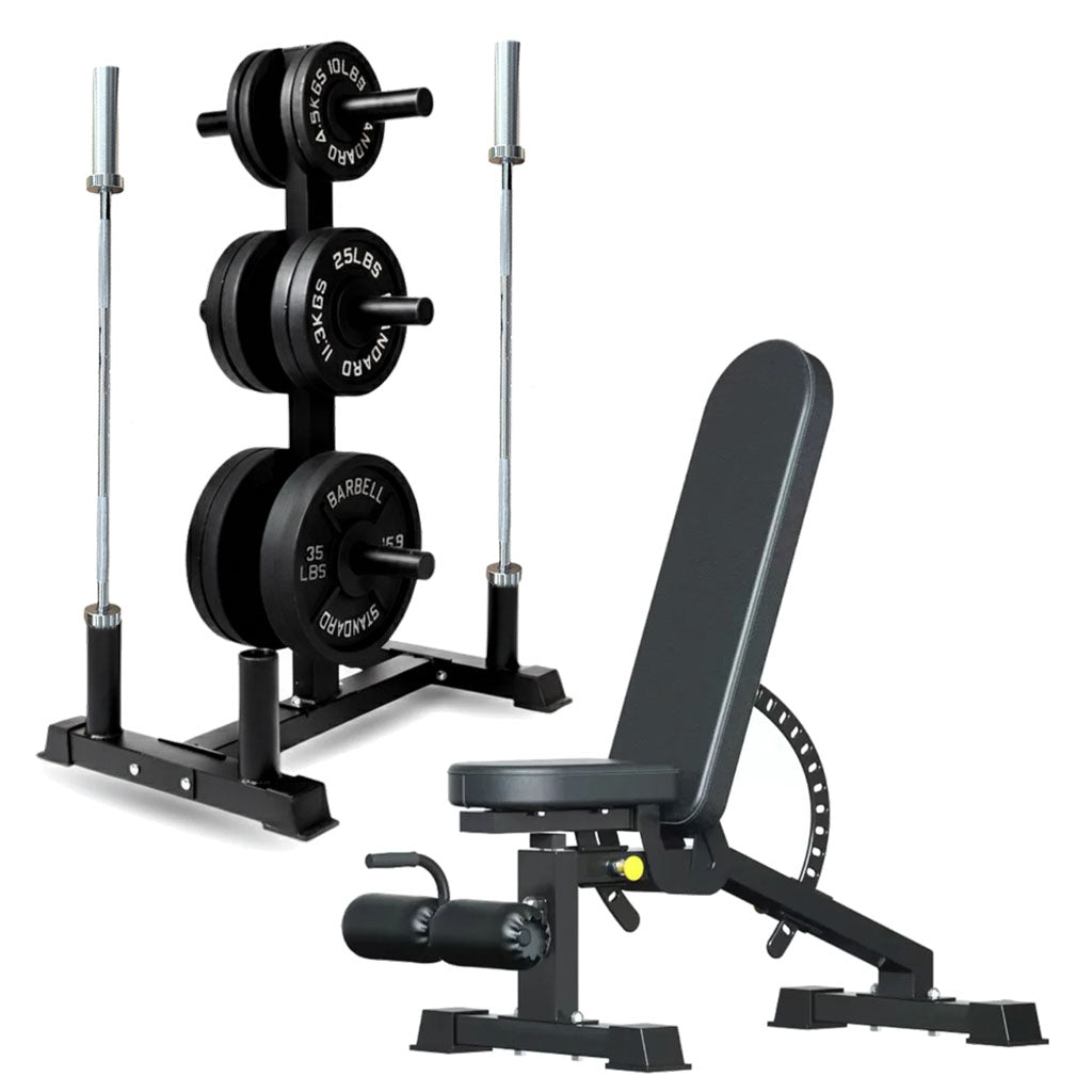 Olympic weight tree set with adjustable weight bench