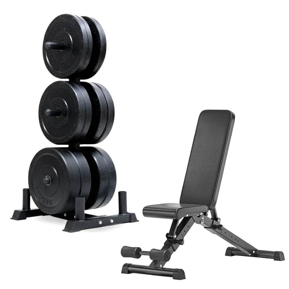 Olympic weight tree set with adjustable weight bench
