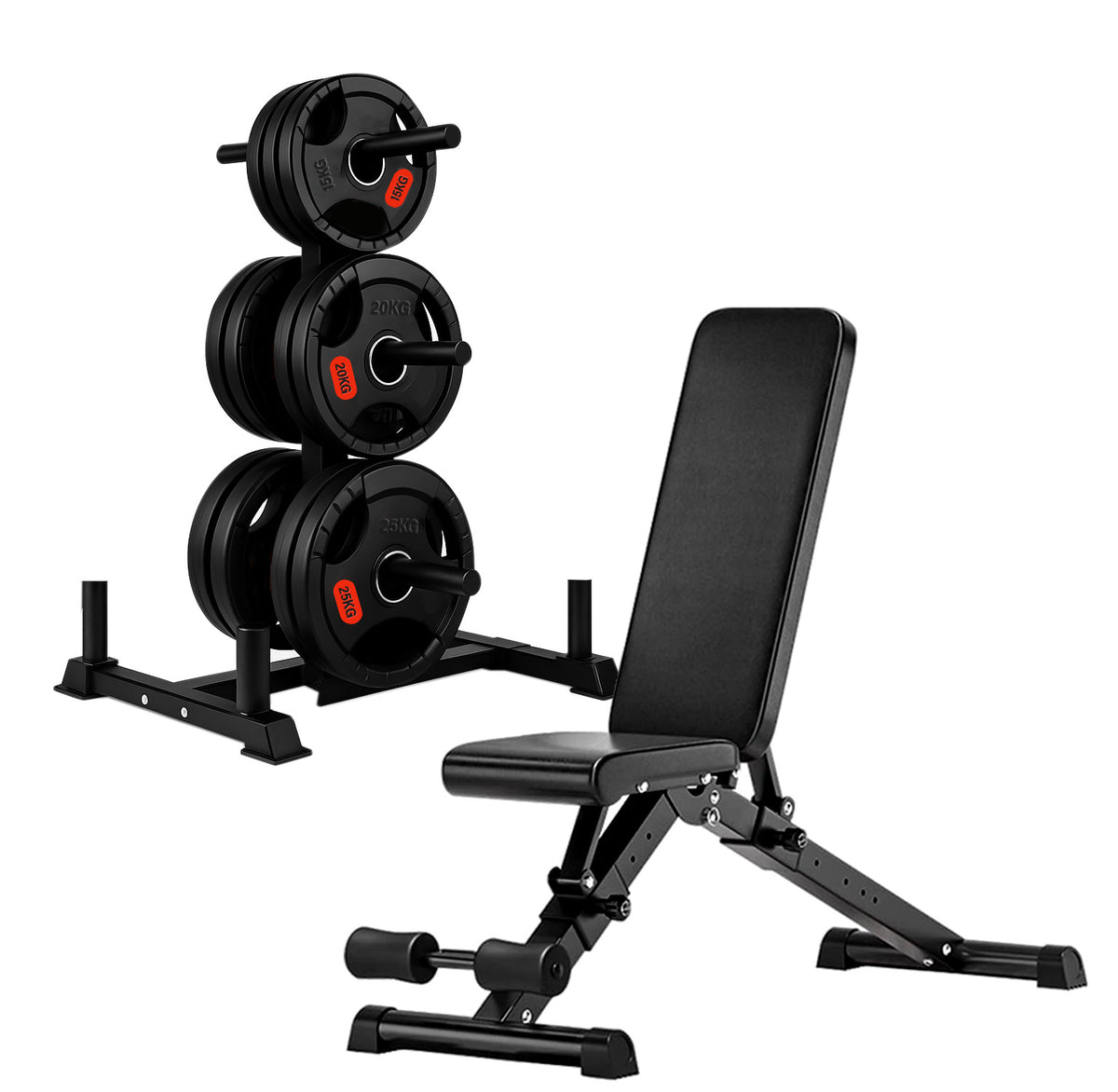 Olympic weight tree set with adjustable weight bench