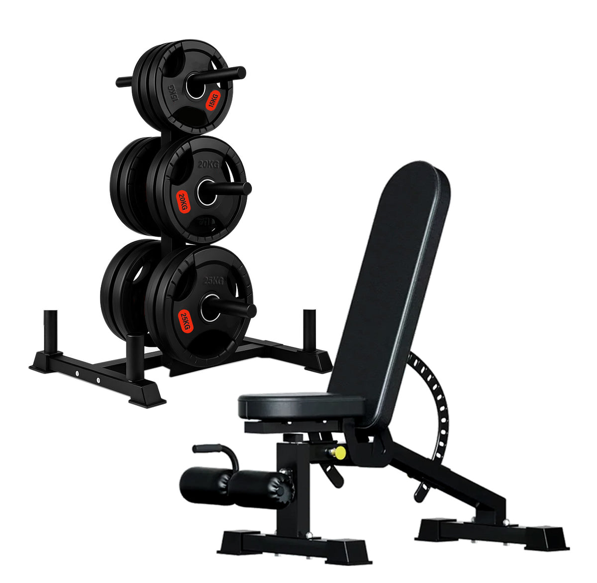 Olympic weight tree set with adjustable weight bench