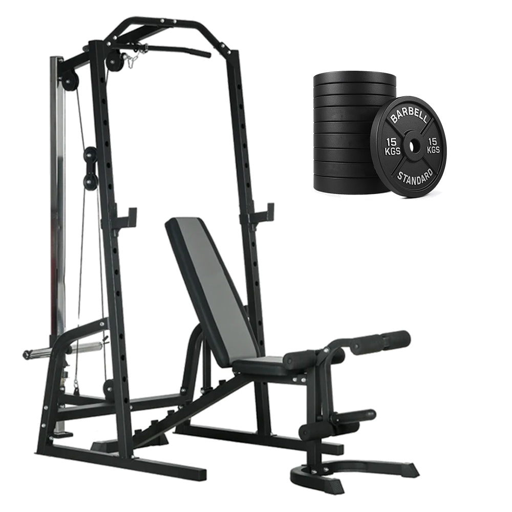Smith Machine & Cable Pulley System with Weight Bench