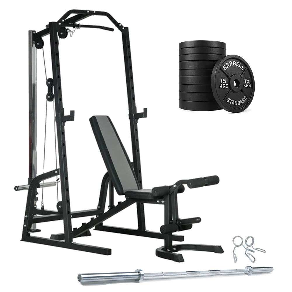 Smith Machine & Cable Pulley System with Weight Bench