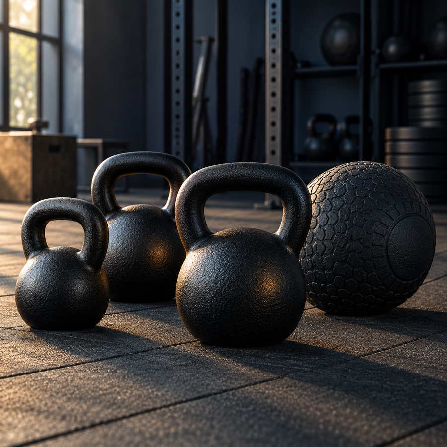 Functional training in a dark gym studio