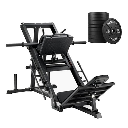 Leg press machine with weight plates