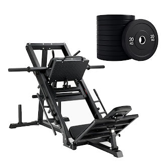 Leg press machine with weight plates