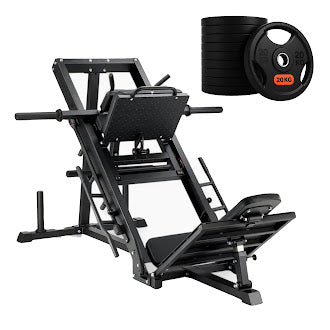 Leg press machine with weight plates