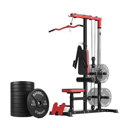 Cable training machine and weight plate set